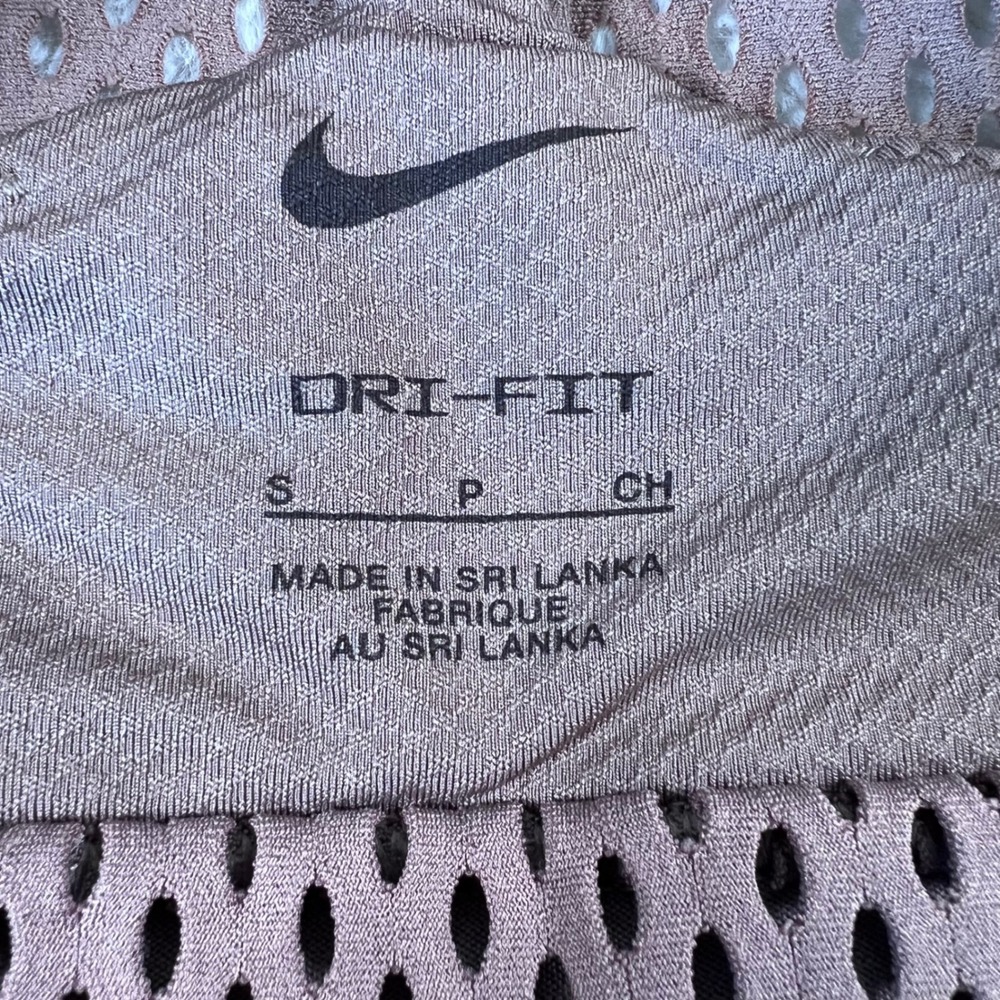 Nike Dri-FIT Mesh Crop Tank Top Brown Mock Neck Sleeveless Training Small NWOT - Picture 14 of 14